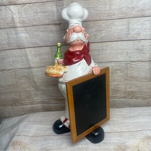 **SOLD** Ceramic Chef Chalkboard Menu Figurine Kitchen Decor